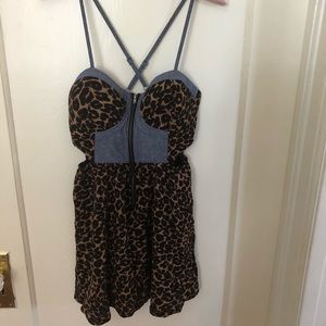 Material Girl Leopard & Denim Cutout Dress